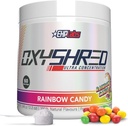 EHP Labs OxyShred Pre Workout Pulveris - Pirms treniņa Pulveris ar L Glutamine & Acetyl L karnitīns, Enerģijas Boost Dzēriens - Varavīksnes konfektes, 60 Pasniedz