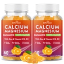 2 Iepakojums Kalcija Gumijas 1000mg ar vitamīnu D3 K2 & B Complex, Kālijs, Kalcija Cinka Gumijas kaulu, Muskuļu, Mood un Immunity - Orange Flavor 120 Gumijas
