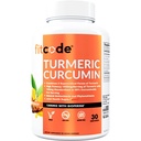 fitcode Turmeric Curcumin ar 95% kurkuminoīdiem, augstāko potenci, ne-GMO, bez lipekļa, 1500 mg ultra-Pure Turmeric Curcumin ar BioPerine pastiprinātai absorbcijai, 30 Veggie kapsulas