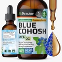 BIO KRAUTER® Menopauzes papildinājumi sievietēm* - Blue Cohosh Tincture 2 Fl.Oz 28 Supply dienas - Vegan Blue Cohosh ekstrakts menopauzes atbalstam - Alkohols un bez cukura - Relaksācija un Sieviešu labsajūta