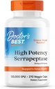 Ārsti ar augstu potenci Serrapeptāze, atbalsta Sinus Health, Non-GMO, Vegan 270 Veggie Caps