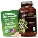OmniBiotics Organiskais piens Dateles papildinājums 1500mg – 4X Koncentrēts ekstrakts ar silimarīnu – augstas aktivitātes aknu detokss & atbalsts – 120 Vegan kapsulas