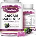 Kalcija Gumijas ar D3, Kalcija Magnija Papildinājums ar Glycinate,Potassium, Vitamin D3 & K2, & Whole Dabas Pārtikas Kaulu un Imūnās Atbalsta- 120 Košļājamās gumija plūškoka Flavor