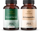 HERBAMAMA Broccoli Aspogulis un Ashwagandha Saknes komplekts - 1000 mg Broccoli Aspogula un 1500 mg Aspogula Saknes kapsulas - Vegan, ne- GMO, cukurs un želatīns - 2 iepakojumi