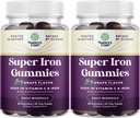 Papildu Strength Dzelzs Gumijas sievietēm un vīriešiem - potents 45mg uz apkalpo košļājamā dzelzs papildinājums sievietēm un vīriešiem ar vitamīnu C augstāka Absorbcija - Vegan Daily Gummy Pieaugušie (60 Kalpo)