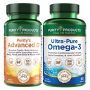 Tīrības produkti KIT - Dr. Cannell's Advanced D + Omega-3 Advanced D ultra-Pure zivju eļļa ir iepakota ar D vitamīnu, K2 vitamīnu, cinku, magnija citrātu, boronu un Taurīnu