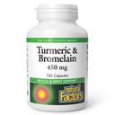 Dabas faktori, Turmeric & Bromelain 450 mg, Muskuļu un locītavu balsts, 180 kapsulas