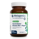 Metagēniskie līdzekļi SpectraZyme Betaine HCI + pepsin - atbalsta kuņģa veselību un palīglīdzekļus gremošanas procesā* - ar betaīnu HCl un pepsīnu - proteolītisko gremošanas fermentu* - ne- GMO - 45 apkalpo - 90 tabletes