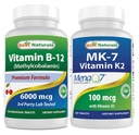 B12 6000 μg vitamīns un K2 vitamīns (MK7) ar D3 vitamīnu