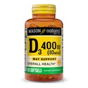 D3 vitamīns 10 μg (400 SV) - atbalsta vispārējo veselību, stiprina kaulus un muskuļus, 100 softgelus