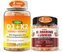 2Pack Vegan vitamīns D3 5000IU K2 Gumijas+ 2Pack Berberine Papildinājums 1500mg Gumijas