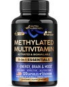 Metilēti multivitamīni - B2, B6, 5-MTHF & B12,          - C un E antioksidanti - D3 vitamīns & K2 - vīriešiem un sievietēm - 9-in-1 MTHFR Papildinājums ar TMG - Enerģija, smadzenes un koks - Vegan - Ražots ASV - 120 Kapsulas
