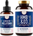 WINDSOR BOTANICALS HMB ar vitamīnu D3 Papildinājums un šķidrums Melatonīns 3mg - Workout un atgūšanas paka