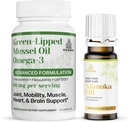 TURNER Jaunzēlande Omega 3 Green Liped Mussel Oil, 53x augstāka aktivitāte Superior locītavu komfortam un mobilitātei, Nav zivju pēcgarša, 1 pudele, 60 Softgels Plus 1 pudele Manuka Oil