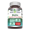 Apbrīnojami Formulas Biotīns ātri izšķīdina 10000 Mcg tabletes Papildinājums -- Zemeņu Flavor - vitamīns B7 -- Non-GMO --Lutten bezmaksas - Ražots ASV (120 Skaits)