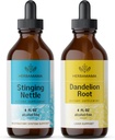 HERBAMA augu šķidrumu pilienu komplekts - Stinging Nettle & Dandelion Saknes Tincture 4 fl oz - Vegāns, ne-ĢMO, cukurs un bezalkohols - 2 iepakojumi