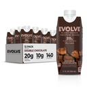 Evolve augu olbaltumvielas kratīšana, dubultā šokolāde, 20g vegan proteīns, bez piena produktiem, bez mākslīgiem saldinātājiem, ne-GMO, 10g Fiber, 11 Fl Oz (iepakojums no 12) - (Formula May Vary)