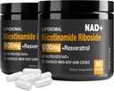 NAD papildinājums - NAD+ ar nikotīnamīdu Ribosīdu (NR) un Resveratrol Quercetin 900mg Pure Organic NAD Plus šūnu remontam Veselīgas novecošanas smadzeņu funkcija (2 iepakojums)