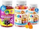 Vitamīns D Gumies un plūškoka Gummies - Imunity Mega Boost bērniem un pieaugušajiem - Veģetārs Želatīns-bez Imūnsupport Vitamīni bērniem