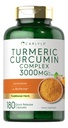 Carlyle Turmeric Kurkumīna Papildinājums - 3000mg 180 Kapsulas - ar melnajiem pipariem, kurkuminoīdiem un bioperīnu -- Ne-GMO, bez lipekļa