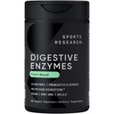Sporta pētījumi Gremošanas enzīmi ar probiotikām un ingveru - Augu bāzes piena, olbaltumvielu, cukura un ogļhidrātiem - Ne-GMO Verified & Vegan Friendly (90 Veggie kapsulas)