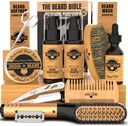Beard taisnotājs Kopšanas komplekts vīriešiem, Beard Growing Komplekts, Mazgāšanas, Suka & Comb, Nesterils Augšanas Oil, All Natural Chanel Balm, Kondicionieris, Razor & Šķēres, Lieliska Dāvanu Ideja vīriešiem (Bamboo)