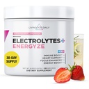 Livingood Daily Electrolytes Pulveris, Elektrolīti Hidrācija Pulveris ar C vitamīnu, Taurīns, D Riboze & FOS, Bezcukura Elektrolītu Dzēriens Mix, Keto, Bez Gluten, Zemeņu Lemonāde, 30 Kalpo