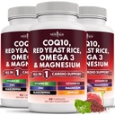 Jaunais AGE COQ10 200mg Sarkanais rauga rīss Omega 3-6-9 Magnija komplekss Cinka vitamīns K2 D3 - Atbalsts Vitamīni sievietēm un vīriešiem ar B3 vitamīnu, koenzīms Q10-180 skaitlis