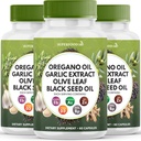 Oregano Oil Ķiploku ekstrakts Olive Leaf Black Seed Oil Astragalus - Imūnās atbalsta papildinājums sievietēm un vīriešiem - 180 grāfs