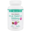ML Naturals Triple Strength Milk Thattle 2000 mg (High Dosing & Potency Silymarin 192 mg per Serving), 120 Dārzeņu kapsulas (4 mēneši piegādes). Atbalsta aknu veselību, NSF-sertificēts & cGMP- Compliant