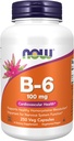B-6 vitamīna (piridoksīna hidrohlorīds) 100 mg, sirds un asinsvadu veselība, 250 Veg kapsulas