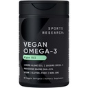 Sporta pētījumi Vegan Omega 3 Zivju eļļa Alternatīva no Aļģu eļļas - augstākie līmeņi Vegan DHA & EPA Taukskābes   - Non-GMO Tested & Vegan Sertificēts - 60 Veggie Softgels (Carrageenan Free)