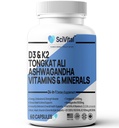 Ashwagandha 10000mg Tongkat Ali 40000mg Papildinājums ar Multivitamīnu D3 K2 - Vīriešu veselība & Stress, Mood, Enerģija, Izturība Atbalsts - Ashwagandha Kapsulas Tongkat Ali vīriešiem ASV - 60 Count