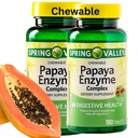 Spring Valley Papaya Enzīmi košļājamā - 360 Vegan tabletes, Bromelain Jauna formula Gremošanas palīglīdzeklis