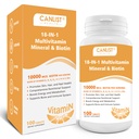 Matu āda un naglas Multivitamīns vīriešiem un sievietēm, 10000mkg Biotīns un multiminerāls, Satur B-vitamīnus, C vitamīnus, E & D3, Cinka minerālvielas, bezglutēna, bez piena, sojas, 100 tabletes