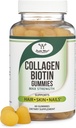 Kolagēns Gummies sievietēm Atbalsta Novecošana (Max Strength - Pastiprināta ar Biotin, C vitamīns, Cinka, un E vitamīns (Longevity sievietēm un vīriešiem) 60 Mati, āda, un nagu Vitamīni (Non-GMO) ar Double Wood