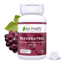 EZ Melts Atdalāms Resveratrol papildinājums 150 mg, bez cukura, 1-mēnesis Apgāde - 1 iepakojums
