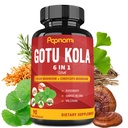 Organic Gotu Kola ekstrakts Kapsulas ar Reishi, Cordyceps, Rosemary, Gingko Biloba & Valerian Root - 90 grāfi uz 3 mēnešiem - atbalsta smadzenes, immunitāte, āda un sirds veselība