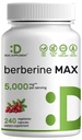 IZDEVĪGI PAPILDU berberīns Max Papildinājums ar Turmeric, 5,000mg Per Serving, 240 Veggie Kapsulas – 97% Pure Berberine HCl – 20:1 Turmeric Saknes ekstrakts – Vegetarian Friendly, Non-GMO