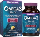 Bluebonnet Nutrition Omega-3 Heart Formula Dabīgs savvaļas caught Trigliceride Form DHA 600 mg EPA 800 mg - Ļoti koncentrēts sirds veselības atbalsta papildinājums - bez lipekļa - 60 Softgel