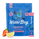 Waterboy Weekend Recovery - 3200mg Elektrolītu pūdera paketes - ingvers + L-teanīns + vitamīni - nē cukurs, visi dabas, bez lipekļa - 24 Dzērienu uzlīmes maisījumi (Zemeņu citronāde)