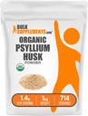 BulkSupplements.com Organic Psyllium Husk Powder - Psyllium Husk Powder for Baking, Fiber Papildinājums - bez lipekļa, 1,4g per Serving, 1kg (2,2 lbs) (1. iepakojums)