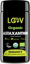 LOOV Natural Organic Astaksantin 12 mg – 60 dienu piegādes – Max Strength Antioksidants – acu, locītavu, ādas, imunitāte – no mikroaļģēm – ne-GMO, Vegan, ilgtspējīgas