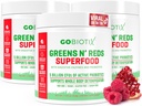 GOBIOTIX Super zaļie un sarkanie pulveri - sarkans un zaļš Superfood - Probiotikas papildinājums - Gremošanas fermentu un bišu saknes pulveris - Organic veseli pārtikas produkti Diētiskā papildinājums (Pom aveņu, 3 iepakojums)