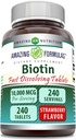 Apbrīnojami Formulas Biotin 10 000 Mcg ; Ātri izšķīdiniet tabletes; Ne-GMO; Bezglutēna Papildinājums; Ražots ASV