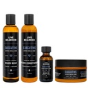 Live Bearded Complete Beard Grooming Kit - Mazgāšanas, kondicionieris, sviests un eļļa - Ražots ASV ar All-Natural Ingredients - Vīriešu Groom Komplekts - Executive Scent - Cedar, Vanilla