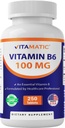 Vitamīnu B6 (piidoksīna HCl) 100mg – 250 Veģetārās tabletes veicina enerģijas ražošanu, palielina vielmaiņu un atbalsta imūno veselību *