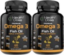 Veselības deva Omega 3 Zivju eļļa – ar citronu apstrādāti softgeli ar EPA un DHA smadzeņu, sirds un labsajūtas atbalstam – viegli uzlīmējama, bez zivju burkām – 120 softgeli, iepakojumā 2