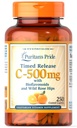 Puritan's Pride C vitamīns 500 mg ar Rose HIPS Caplets, 250 skaitīšanas