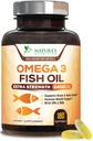 Omega 3 Zivju eļļa 2400 mg – Triple Strength EPA & DHA Taukskābes sirdij, smadzenēm un locītavu atbalstam – Savvaļas, bezkaula, citronu uzliesmojuma papildinājums – Dabīgs, ne-GMO, bez lipekļa – 180 softgeli